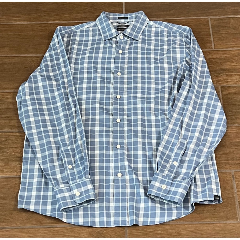 Faherty Reserve The Movement Shirt Mens Large Blue White Plaid Classic Fit L/S